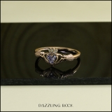 0.15 Carat (Ctw) 10k Yellow Gold Round Tanzanite & White Diamond Ladies Bridal Promise Irish Love And Friendship Band Claddagh Heart Shape Ring