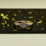 0.15 Carat (Ctw) 10k Yellow Gold Round Tanzanite & White Diamond Ladies Bridal Promise Irish Love And Friendship Band Claddagh Heart Shape Ring