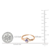 0.15 Carat (Ctw) 10k Yellow Gold Round Tanzanite & White Diamond Ladies Bridal Promise Irish Love And Friendship Band Claddagh Heart Shape Ring