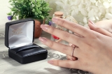 0.10 Carat (ctw) 10K White Gold Round Ruby & White Diamond Ladies Dainty Anniversary Wedding Band Stackable Ring 1/10 CT
