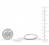 0.10 Carat (ctw) 10K White Gold Round Ruby & White Diamond Ladies Dainty Anniversary Wedding Band Stackable Ring 1/10 CT