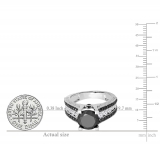 5.00 Carat (ctw) 14K White Gold Round Black & White Diamond Ladies Vintage Style Solitaire With Accents Bridal Engagement Ring 5 CT