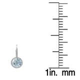3.70 Carat (ctw) 10K White Gold Round Cut Aquamarine & White Diamond Ladies Halo Style Dangling Drop Earrings