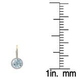 3.70 Carat (ctw) 10K Yellow Gold Round Cut Aquamarine & White Diamond Ladies Halo Style Dangling Drop Earrings