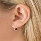 3.70 Carat (ctw) 10K Rose Gold Round Cut Garnet & White Diamond Ladies Halo Style Dangling Drop Earrings