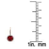 3.70 Carat (ctw) 10K Rose Gold Round Cut Garnet & White Diamond Ladies Halo Style Dangling Drop Earrings