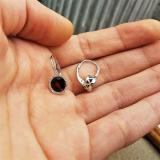 3.70 Carat (ctw) 10K White Gold Round Cut Garnet & White Diamond Ladies Halo Style Dangling Drop Earrings
