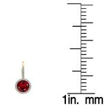 3.70 Carat (ctw) 14K Yellow Gold Round Cut Garnet & White Diamond Ladies Halo Style Dangling Drop Earrings