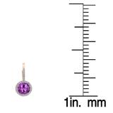 3.70 Carat (ctw) 10K Rose Gold Round Cut Amethyst & White Diamond Ladies Halo Style Dangling Drop Earrings