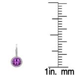 3.70 Carat (ctw) 18K White Gold Round Cut Amethyst & White Diamond Ladies Halo Style Dangling Drop Earrings