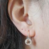 3.70 Carat (ctw) 14K Rose Gold Round Cut Morganite & White Diamond Ladies Halo Style Dangling Drop Earrings