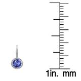 3.70 Carat (ctw) 10K White Gold Round Cut Tanzanite & White Diamond Ladies Halo Style Dangling Drop Earrings