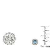 2.40 Carat (ctw) 14K Rose Gold Cushion Cut Aquamarine & Round Cut White Diamond Ladies Halo Style Stud Earrings