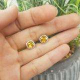 2.40 Carat (ctw) 10K White Gold Cushion Cut Citrine & Round Cut White Diamond Ladies Halo Style Stud Earrings