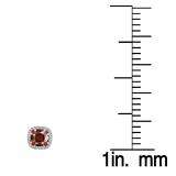 2.40 Carat (ctw) 10K White Gold Cushion Cut Garnet & Round Cut White Diamond Ladies Halo Style Stud Earrings
