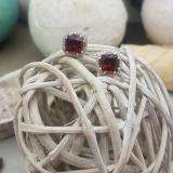 2.40 Carat (ctw) 10K White Gold Cushion Cut Garnet & Round Cut White Diamond Ladies Halo Style Stud Earrings