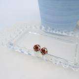 2.40 Carat (ctw) 14K Rose Gold Cushion Cut Garnet & Round Cut White Diamond Ladies Halo Style Stud Earrings