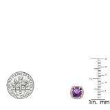 2.40 Carat (ctw) 10K Rose Gold Cushion Cut Amethyst & Round Cut White Diamond Ladies Halo Style Stud Earrings