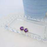 2.40 Carat (ctw) 10K Rose Gold Cushion Cut Amethyst & Round Cut White Diamond Ladies Halo Style Stud Earrings