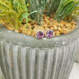 2.40 Carat (ctw) 10K Rose Gold Cushion Cut Amethyst & Round Cut White Diamond Ladies Halo Style Stud Earrings