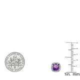 2.40 Carat (ctw) 10K White Gold Cushion Cut Amethyst & Round Cut White Diamond Ladies Halo Style Stud Earrings