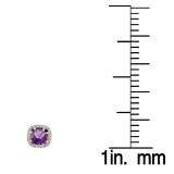 2.40 Carat (ctw) 10K Yellow Gold Cushion Cut Amethyst & Round Cut White Diamond Ladies Halo Style Stud Earrings