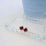 2.40 Carat (ctw) 10K White Gold Cushion Cut Ruby & Round Cut White Diamond Ladies Halo Style Stud Earrings