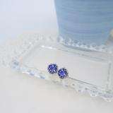 2.40 Carat (ctw) 10K White Gold Cushion Cut Tanzanite & Round Cut White Diamond Ladies Halo Style Stud Earrings