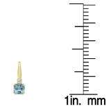 1.05 Carat (ctw) 10K Yellow Gold Cushion Cut Aquamarine & Round Cut White Diamond Ladies Dangling Drop Earrings 1 CT