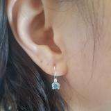 1.05 Carat (ctw) 14K White Gold Cushion Cut Aquamarine & Round Cut White Diamond Ladies Dangling Drop Earrings 1 CT