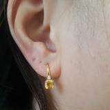 1.05 Carat (ctw) 10K Yellow Gold Cushion Cut Citrine & Round Cut White Diamond Ladies Dangling Drop Earrings 1 CT
