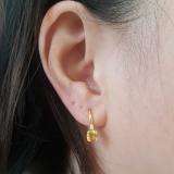 1.05 Carat (ctw) 10K Yellow Gold Cushion Cut Citrine & Round Cut White Diamond Ladies Dangling Drop Earrings 1 CT