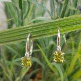 1.05 Carat (ctw) 10K White Gold Cushion Cut Peridot & Round Cut White Diamond Ladies Dangling Drop Earrings 1 CT