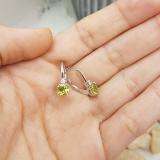 1.05 Carat (ctw) 10K White Gold Cushion Cut Peridot & Round Cut White Diamond Ladies Dangling Drop Earrings 1 CT