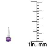 1.05 Carat (ctw) 10K White Gold Cushion Cut Amethyst & Round Cut White Diamond Ladies Dangling Drop Earrings 1 CT