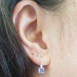 1.05 Carat (ctw) 14K White Gold Cushion Cut Tanzanite & Round Cut White Diamond Ladies Dangling Drop Earrings 1 CT