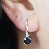 1.05 Carat (ctw) 14K White Gold Cushion Cut Black Diamond & Round Cut White Diamond Ladies Dangling Drop Earrings 1 CT