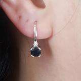 1.05 Carat (ctw) 14K White Gold Cushion Cut Black Diamond & Round Cut White Diamond Ladies Dangling Drop Earrings 1 CT