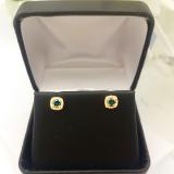 0.45 Carat (ctw) 10K Yellow Gold Round Cut Blue & White Diamond Ladies Halo Style Stud Earrings 1/2 CT