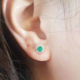 0.45 Carat (ctw) 10K White Gold Round Cut Emerald & White Diamond Ladies Halo Style Stud Earrings 1/2 CT