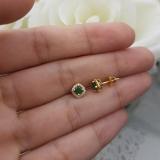 0.45 Carat (ctw) 10K Yellow Gold Round Cut Emerald & White Diamond Ladies Halo Style Stud Earrings 1/2 CT