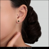 0.45 Carat (ctw) 10K Yellow Gold Round Cut Garnet & White Diamond Ladies Halo Style Stud Earrings 1/2 CT
