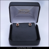 0.45 Carat (ctw) 10K Yellow Gold Round Cut Garnet & White Diamond Ladies Halo Style Stud Earrings 1/2 CT