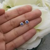 0.45 Carat (ctw) 10K White Gold Round Cut Tanzanite & White Diamond Ladies Halo Style Stud Earrings 1/2 CT