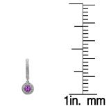 0.70 Carat (ctw) 10K White Gold Round Amethyst & White Diamond Ladies Halo Style Dangling Drop Earrings 3/4 CT