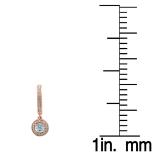 0.70 Carat (ctw) 10K Rose Gold Round Aquamarine & White Diamond Ladies Halo Style Dangling Drop Earrings 3/4 CT