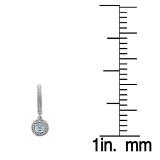 0.70 Carat (ctw) 14K White Gold Round Aquamarine & White Diamond Ladies Halo Style Dangling Drop Earrings 3/4 CT