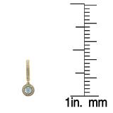 0.70 Carat (ctw) 14K Yellow Gold Round Aquamarine & White Diamond Ladies Halo Style Dangling Drop Earrings 3/4 CT