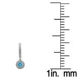 0.70 Carat (ctw) 10K White Gold Round Blue Topaz & White Diamond Ladies Halo Style Dangling Drop Earrings 3/4 CT