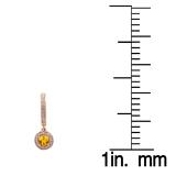 0.70 Carat (ctw) 18K Rose Gold Round Citrine & White Diamond Ladies Halo Style Dangling Drop Earrings 3/4 CT